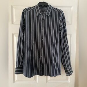 Claiborne Men’s XL Cotton Blend Striped Button Down Long Sleeve Shirt